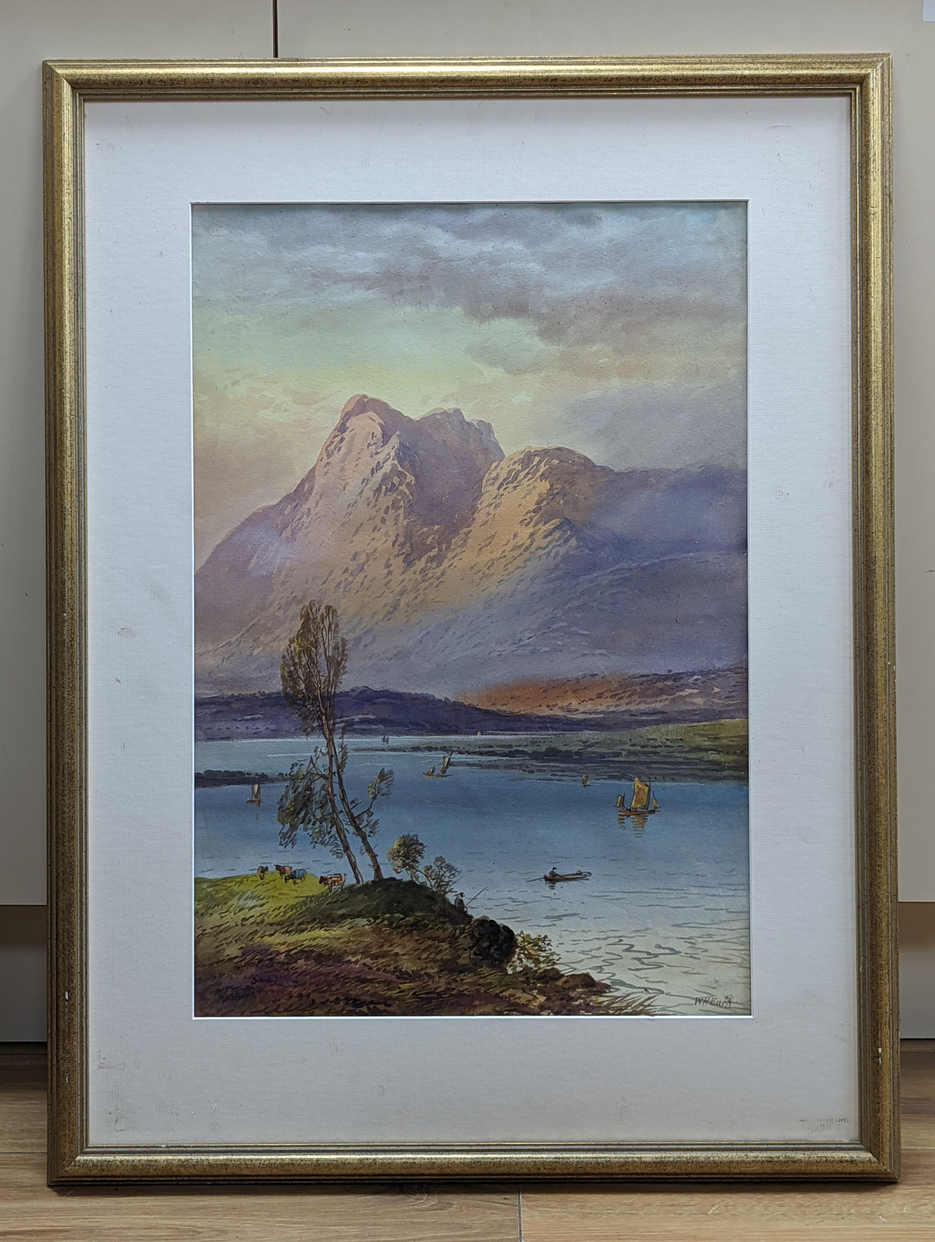 William Henry Earp (1831-1914), watercolour, Loch scene, signed, 55 x 38cm